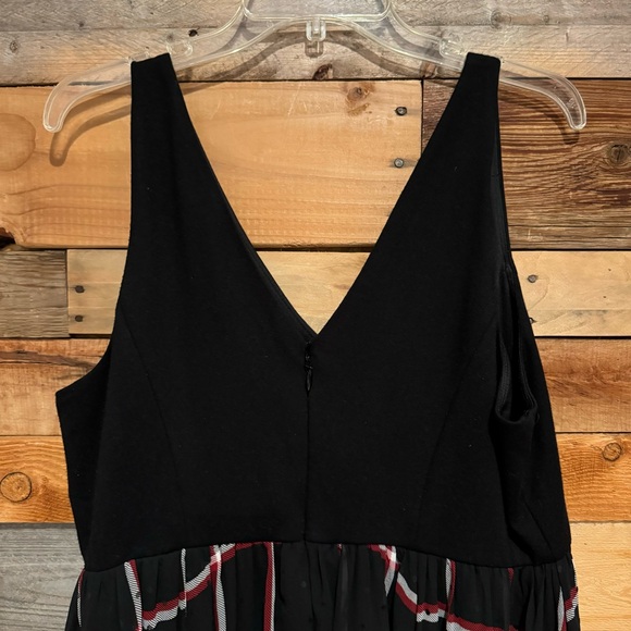 Torrid Midi Chiffon Plaid Skirt Mixed Media Skater Dress Black/Red Plus Size 16 - Picture 11 of 14